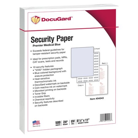 DOCUGARD Security Paper, 8.5x11, Blue, PK500 04543